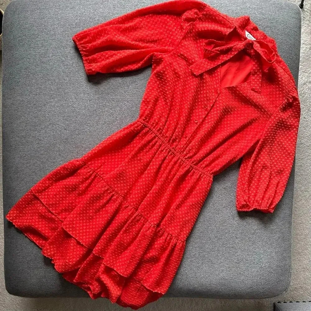 Nanette Lepore Red Tiered Dress Size 6
